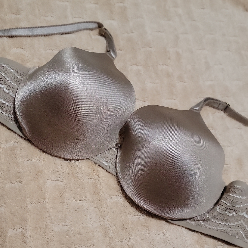 Warner's Gray Seamless Lace Bra